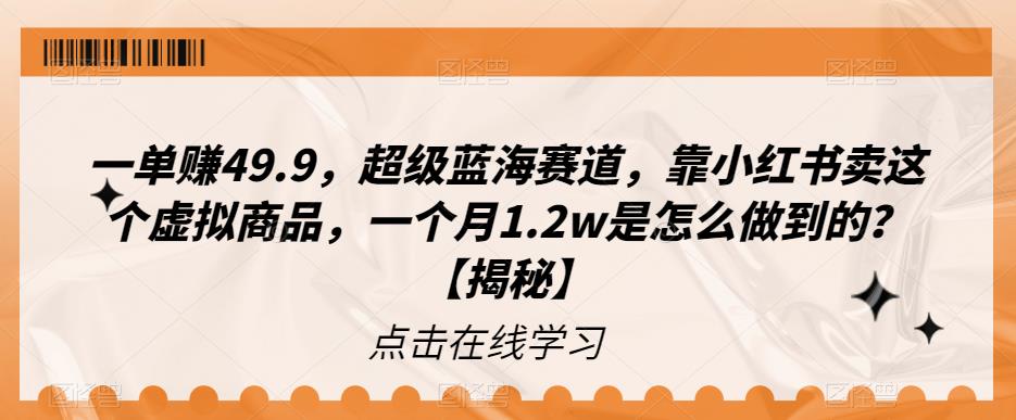 一单赚49.9，超级蓝海赛道，靠小红书卖这个虚拟商品，一个月1.2w是怎么做到的？【揭秘】-小柒笔记