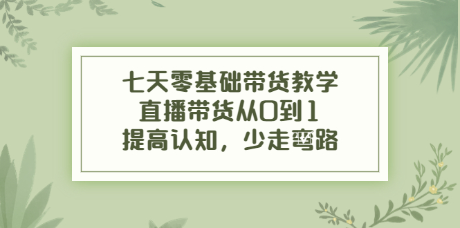 七天零基础带货教学，直播带货从0到1，提高认知，少走弯路-小柒笔记