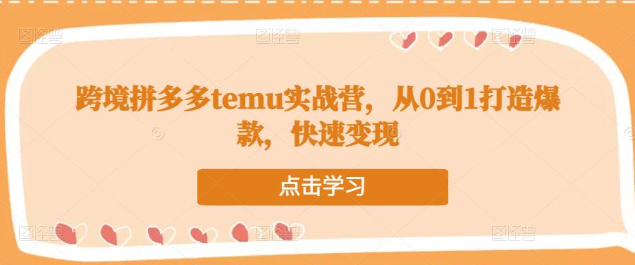 跨境拼多多temu实战营，从0到1打造爆款，快速变现-小柒笔记