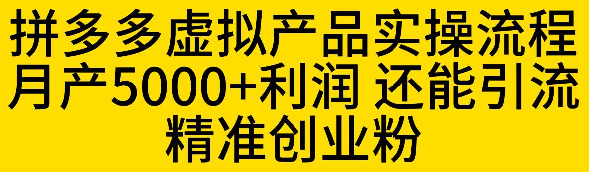 拼多多虚拟产品实操流程，月产5000+利润，还能引流精准创业粉【揭秘】-小柒笔记