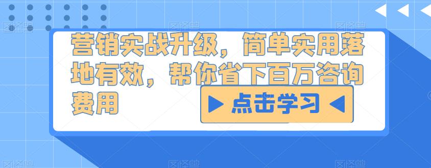 营销实战升级，简单实用落地有效，帮你省下百万咨询费用-小柒笔记