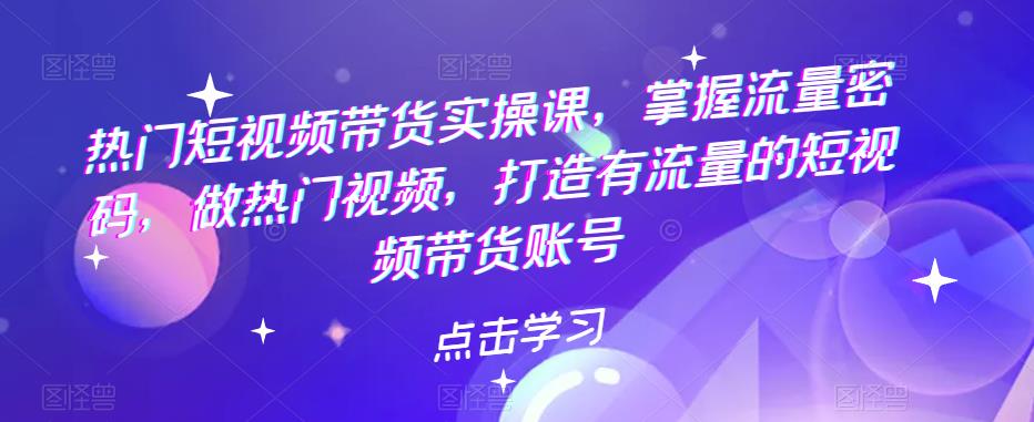 热门短视频带货实操课，掌握流量密码，做热门视频，打造有流量的短视频带货账号-小柒笔记