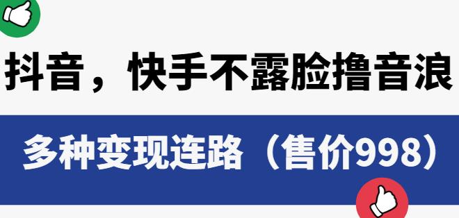 抖音快手不露脸撸音浪项目，多种变现连路（售价998）-小柒笔记