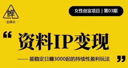 资料IP变现，能稳定日赚3000起的持续性盈利玩法-小柒笔记