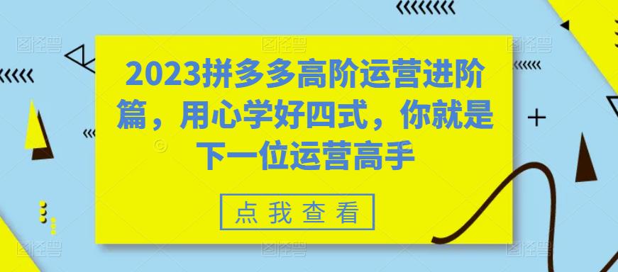 2023拼多多高阶运营进阶篇，用心学好四式，你就是下一位运营高手-小柒笔记