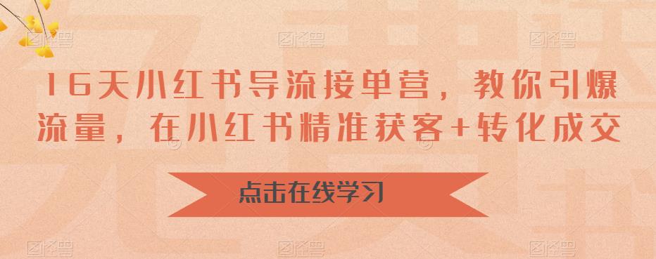 16天小红书导流接单营，教你引爆流量，在小红书精准获客+转化成交-小柒笔记