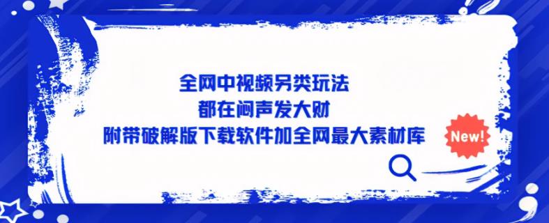 全网中视频另类玩法，都在闷声发大财，附带破解版下载软件加全网最大素材库-小柒笔记