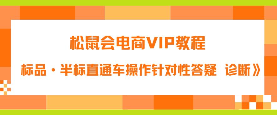 松鼠会电商VIP教程：松鼠《付费推广标品·半标直通车操作针对性答疑&诊断》-小柒笔记