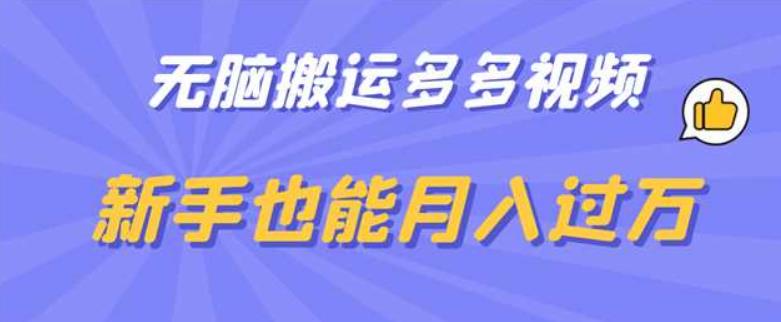 无脑搬运多多视频，新手也能月入过万【揭秘】-小柒笔记