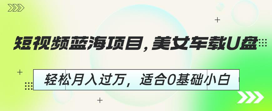 短视频蓝海项目，美女车载U盘，轻松月入过万，适合0基础小白【揭秘】-小柒笔记