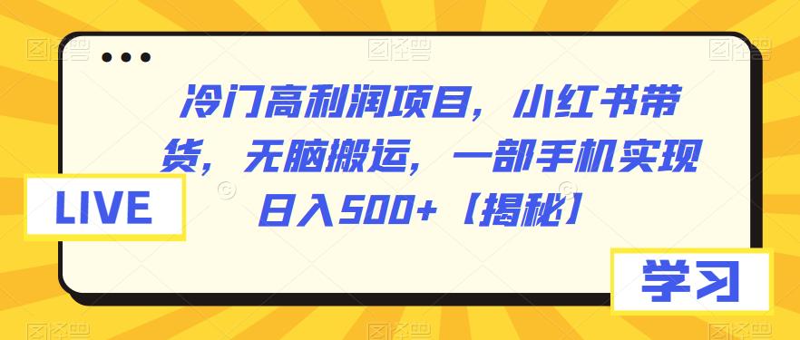 冷门高利润项目，小红书带货，无脑搬运，一部手机实现日入500+【揭秘】-小柒笔记