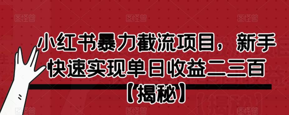 小红书暴力截流项目，新手快速实现单日收益二三百【仅揭秘】-小柒笔记