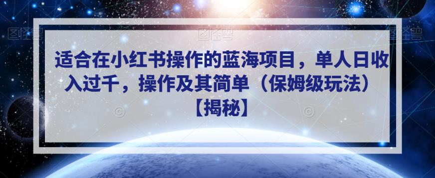 适合在小红书操作的蓝海项目，单人日收入过千，操作及其简单（保姆级玩法）【揭秘】-小柒笔记