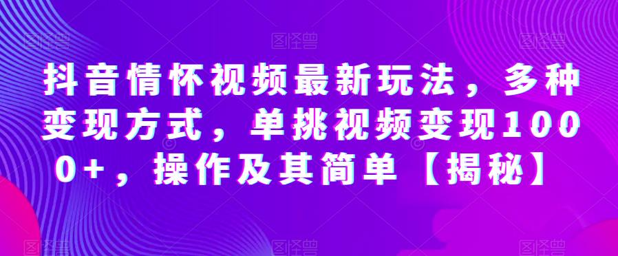 抖音情怀视频最新玩法，多种变现方式，单挑视频变现1000+，操作及其简单【揭秘】-小柒笔记