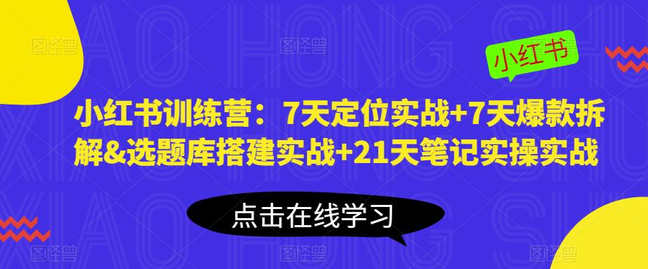 小红书训练营：7天定位实战+7天爆款拆解&选题库搭建实战+21天笔记实操实战-小柒笔记