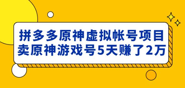 外面卖2980的拼多多原神虚拟帐号项目：卖原神游戏号5天赚了2万-小柒笔记