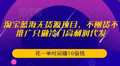 淘宝蓝海无货源项目，不囤货不推广只做冷门高利润代发，花一半时间赚10倍钱-小柒笔记