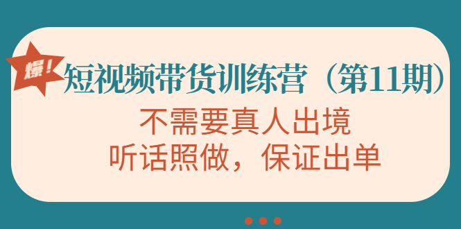 视频带货训练营，不需要真人出境，听话照做，保证出单（第11期）-小柒笔记