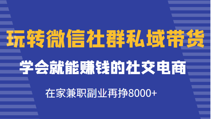 玩转微信社群私域带货，学会就能赚钱的社交电商，在家兼职副业再挣8000-小柒笔记