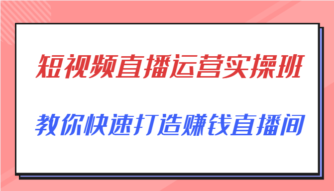 短视频直播运营实操班，直播带货精细化运营实操，教你快速打造赚钱直播间-小柒笔记