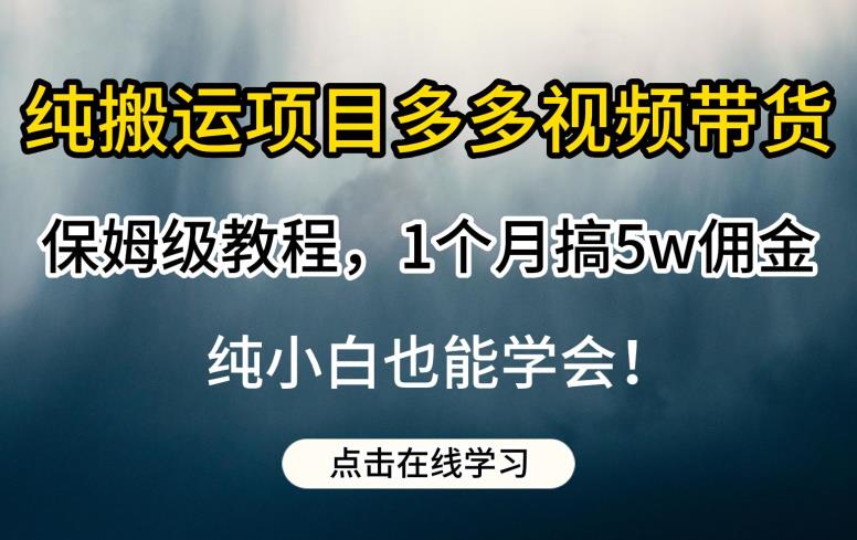 纯搬运项目多多视频带货保姆级教程，1个月搞5w佣金，纯小白也能学会【揭秘】-小柒笔记