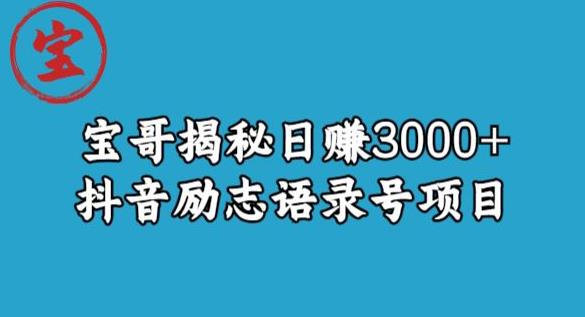 宝哥揭秘日赚3000+抖音励志语录号短视频变现项目-小柒笔记