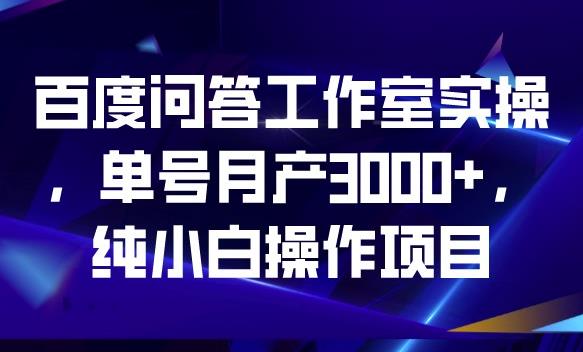 百度问答工作室实操，单号月产3000+，纯小白操作项目【揭秘】-小柒笔记