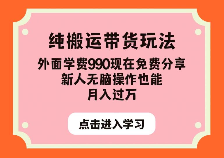 纯搬运带货玩法，外面学费990现在免费分享，新人无脑操作也能月入过万【揭秘】-小柒笔记