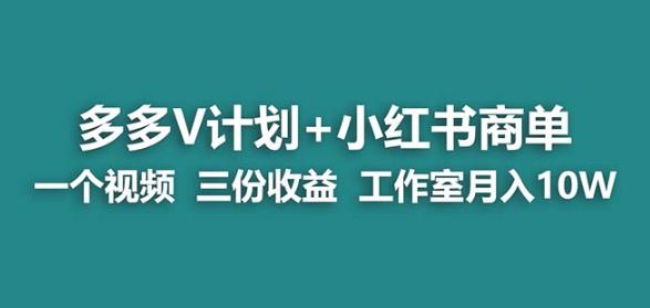 【蓝海项目】多多v计划+小红书商单一个视频三份收益工作室月入10w-小柒笔记