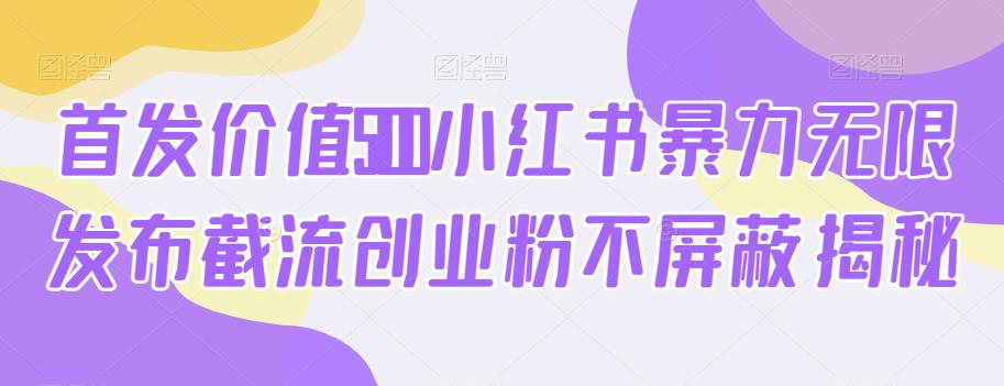 首发价值5100小红书暴力无限发布截流创业粉不屏蔽揭秘-小柒笔记