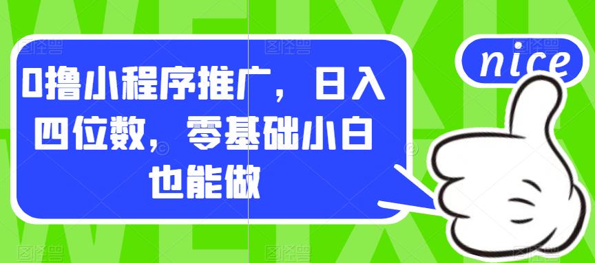 0撸小程序推广，日入四位数，零基础小白也能做【揭秘】-小柒笔记