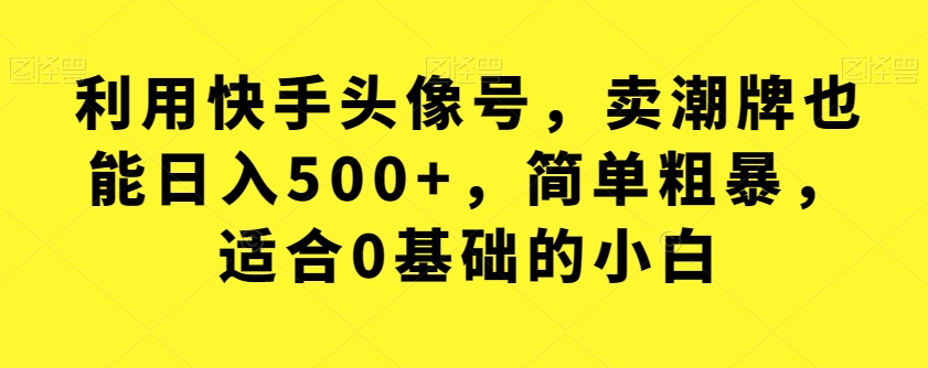 利用快手头像号，卖潮牌也能日入500+，简单粗暴，适合0基础的小白【揭秘】-小柒笔记