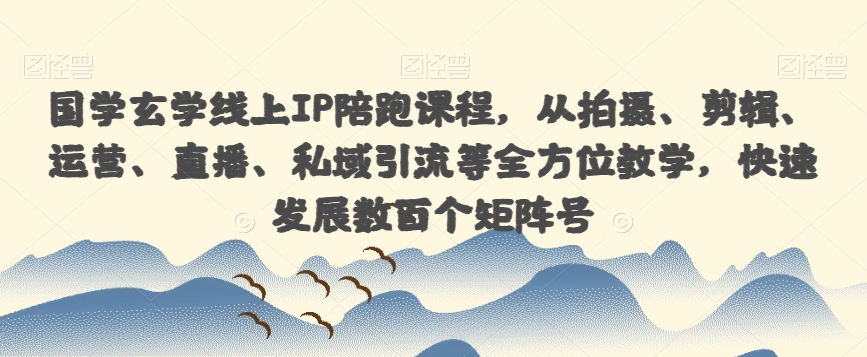 国学玄学线上IP陪跑课程，从拍摄、剪辑、运营、直播、私域引流等全方位教学，快速发展数百个矩阵号-小柒笔记