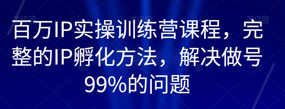 百万IP实操训练营课程，完整的IP孵化方法，解决做号99%的问题-小柒笔记