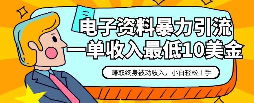 电子资料暴力引流，一单最低10美金，赚取终身被动收入，保姆级教程【揭秘】-小柒笔记