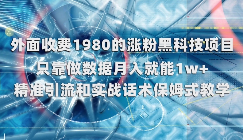 外面收费1980的涨粉黑科技项目，只靠做数据月入就能1w+【揭秘】-小柒笔记