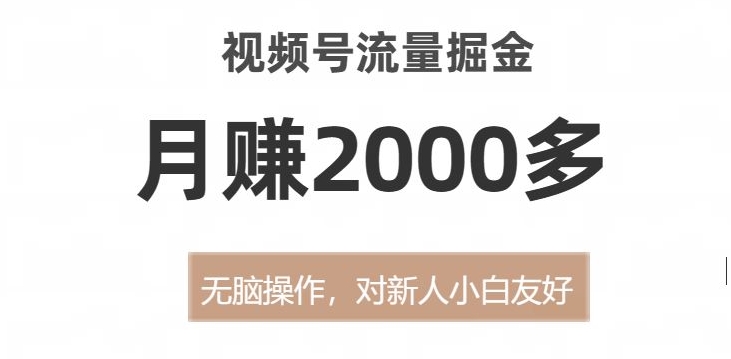 视频号流量掘金，无脑操作，对新人小白友好，月赚2000多【揭秘】-小柒笔记