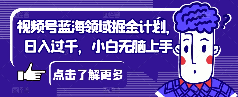 视频号蓝海领域掘金计划，日入过千，小白无脑上手【揭秘】-小柒笔记