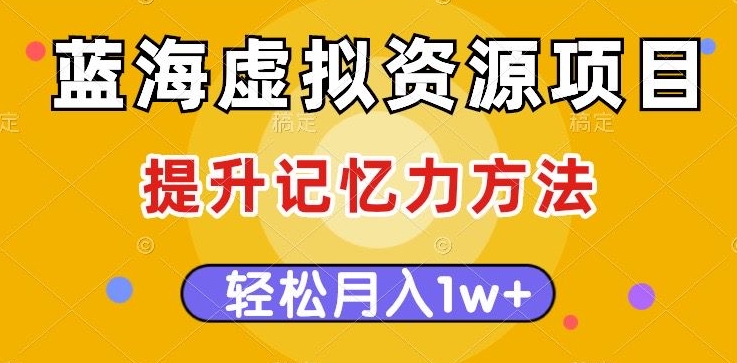 蓝海虚拟资源项目，提升记忆力方法，多种变现方式，轻松月入1w+【揭秘】-小柒笔记