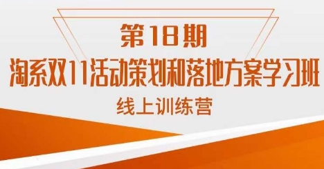 南掌柜·淘系双11活动策划和落地方案线上课18期-小柒笔记