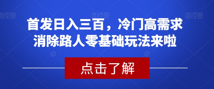 首发日入三百，冷门高需求消除路人零基础玩法来啦【揭秘】-小柒笔记