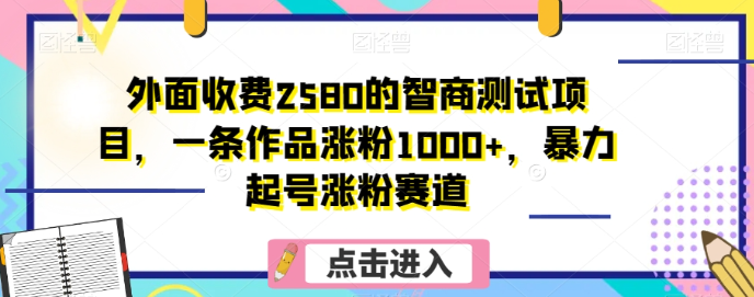 外面收费2580的智商测试项目，一条作品涨粉1000+，暴力起号涨粉赛道【揭秘】-小柒笔记