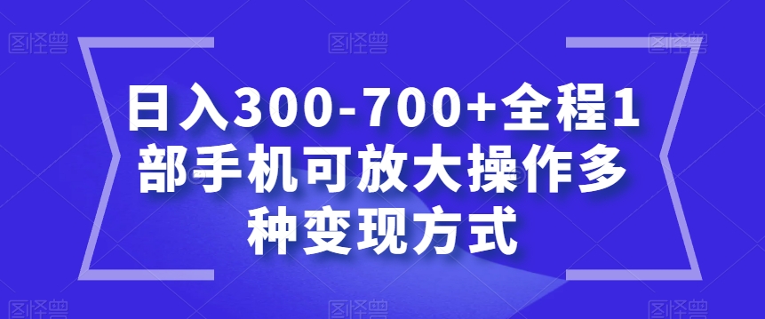 日入300-700+全程1部手机可放大操作多种变现方式【揭秘】-小柒笔记