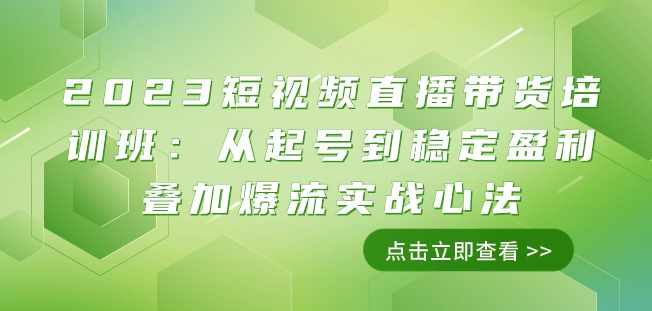 2023短视频直播带货培训班：从起号到稳定盈利叠加爆流实战心法（11节课）-小柒笔记