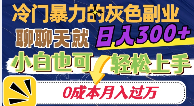 冷门暴利的副业项目，聊聊天就能日入300+，0成本月入过万【揭秘】-小柒笔记