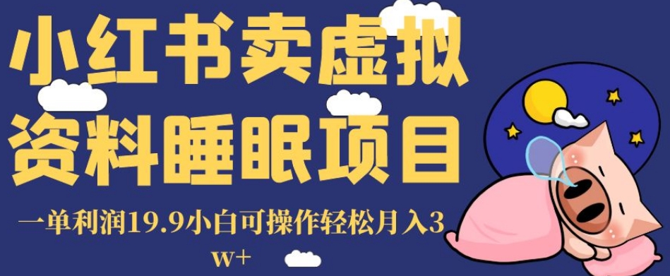 小红书卖虚拟资料睡眠项目，一单利润19.9小白可操作轻松月入3w+【揭秘】-小柒笔记