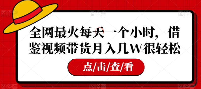 全网最火每天一个小时，借鉴视频带货月入几W很轻松【揭秘】-小柒笔记