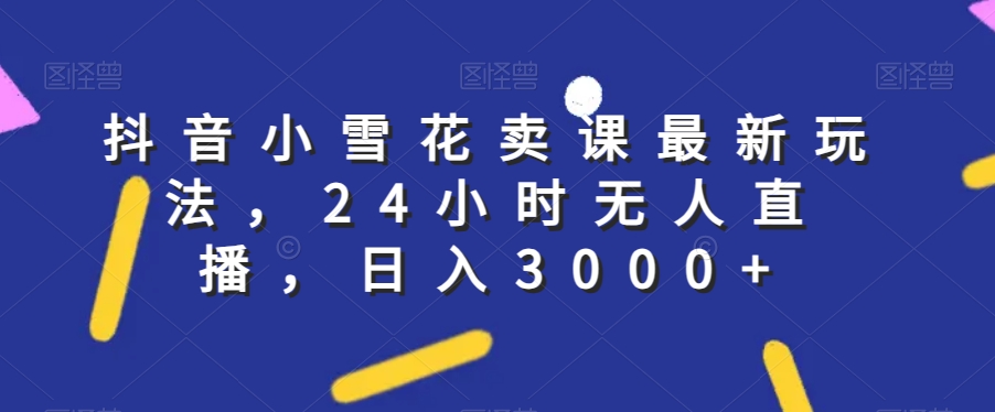 抖音小雪花卖课最新玩法，24小时无人直播，日入3000+【揭秘】-小柒笔记