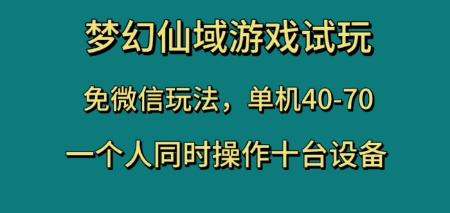 梦幻仙域游戏试玩，免微信玩法，单机40-70，一个人同时操作十台设备【揭秘】-小柒笔记