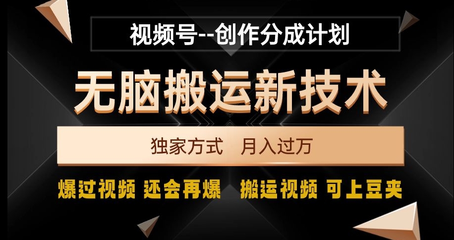 视频号无脑搬运新技术，破原创壕流量，独家方式，爆过视频，还会再爆【揭秘】-小柒笔记